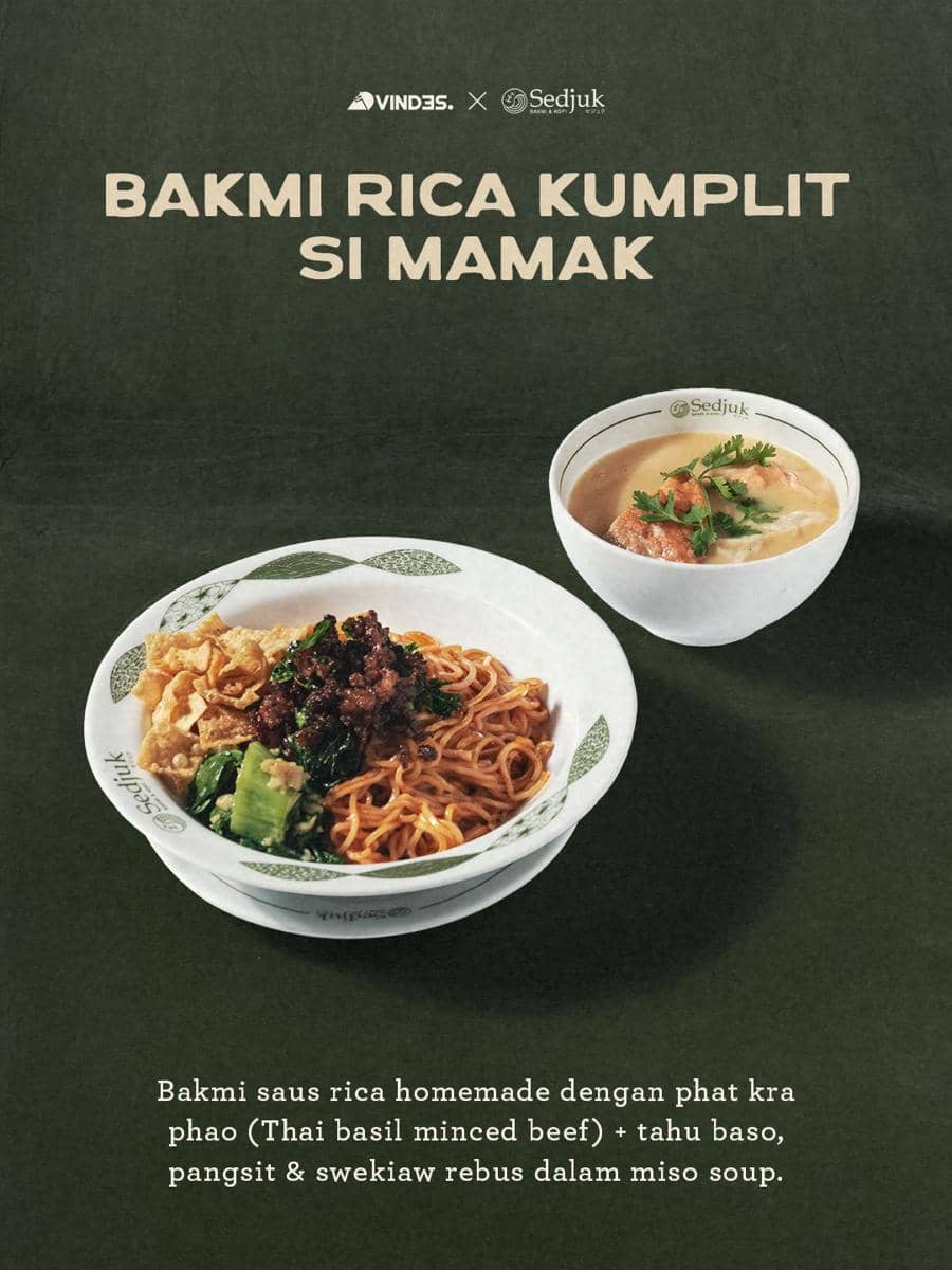 Potret Bakmi Rica Kumplit Si Mamak, Menu Vindes X Sedjuk Bakmie dan Kopi 