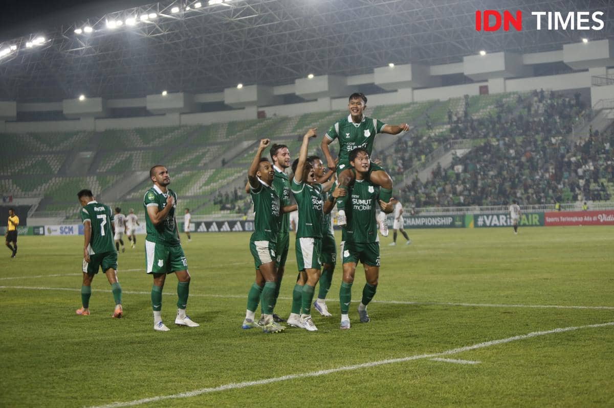 PSMS Medan menumbangkan Sumsel United di Stadion Utama Sumut, Sabtu (14/2/2026) (IDN Times/Arifin Alamudi)