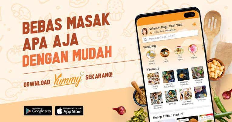 aplikasi Yummy di smartphone