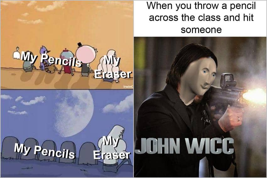 kolase meme kocak tentang pensil