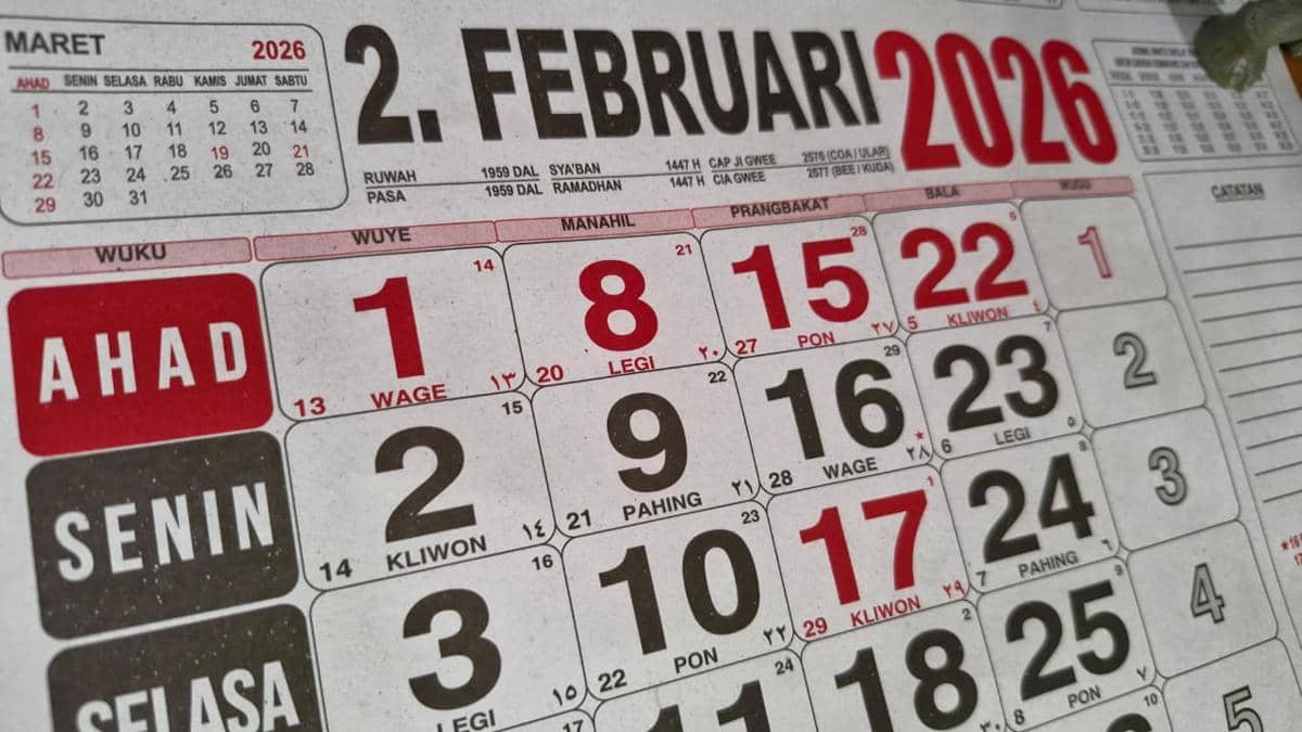 Ilustrasi kalender Februari 2026