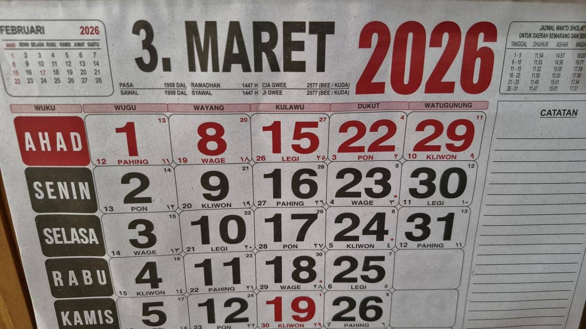 Kalender Jawa Hari Ini 14 Maret 2026: Cek Weton dan Tanggal Hijriah