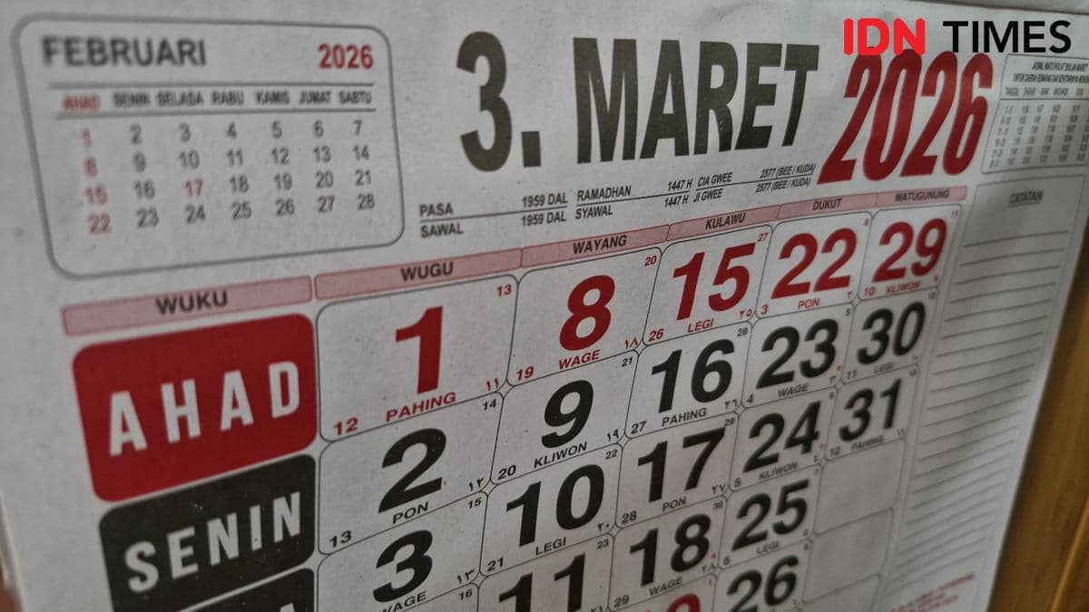 Ilustrasi kalender Maret 2026