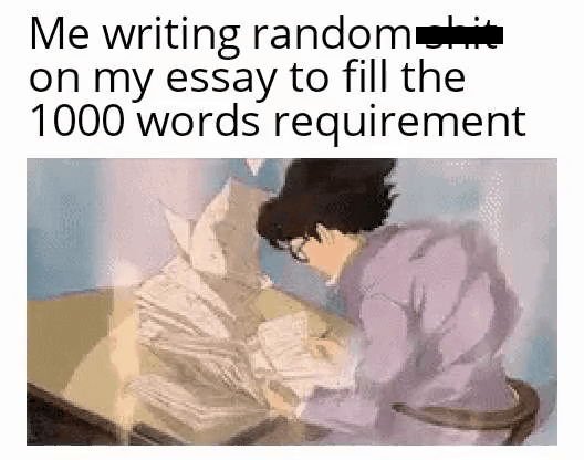 meme kartun tentang menulis esai