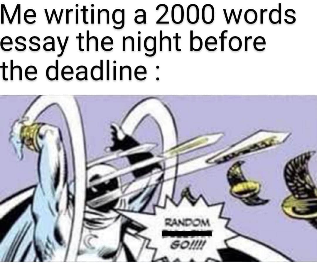 meme kartun tentang menulis esai