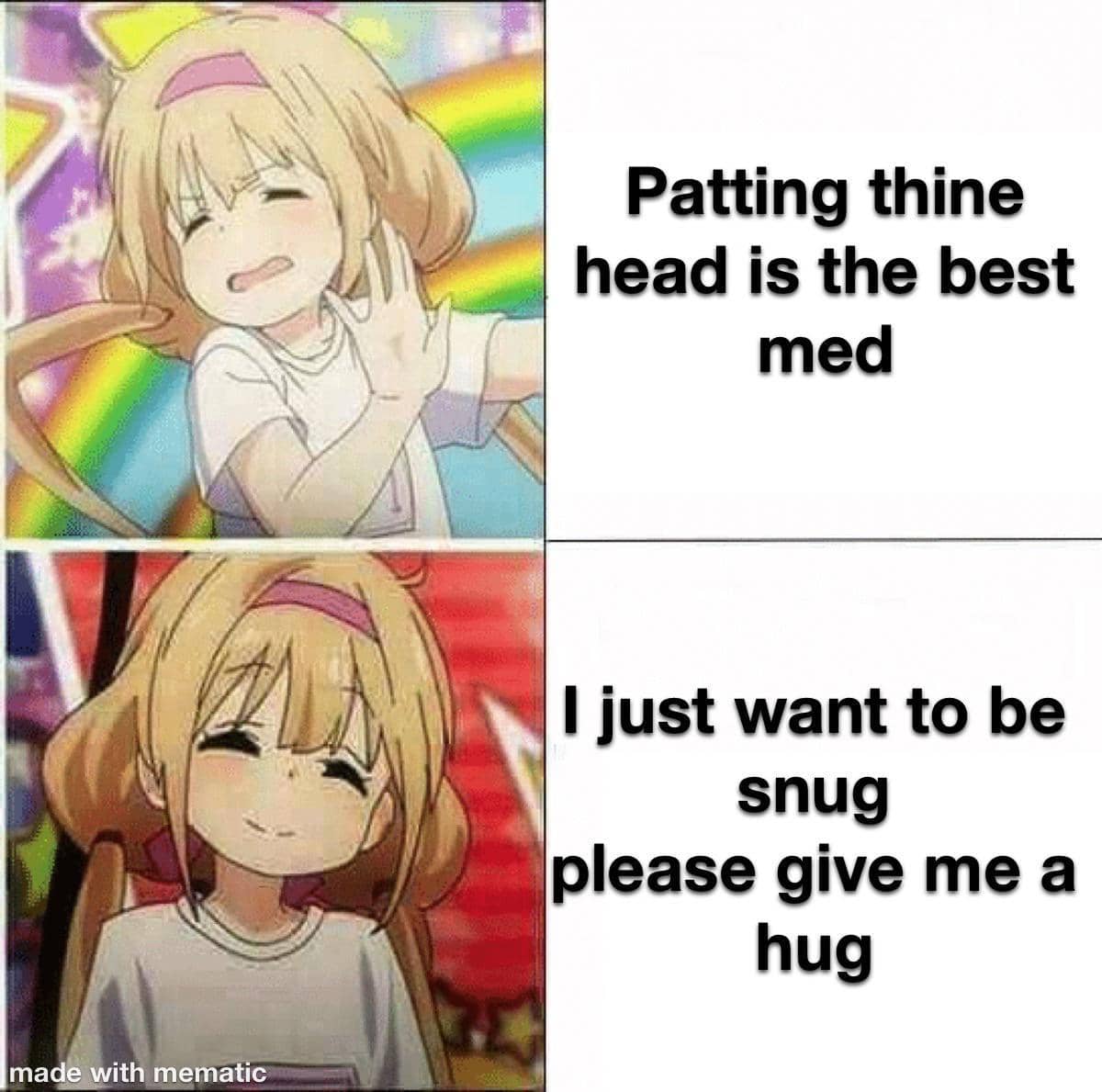 meme anime tentang pelukan