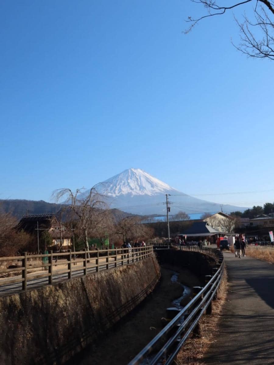 Sarah Keihl main ski di bawah kaki Gunung Fuji.