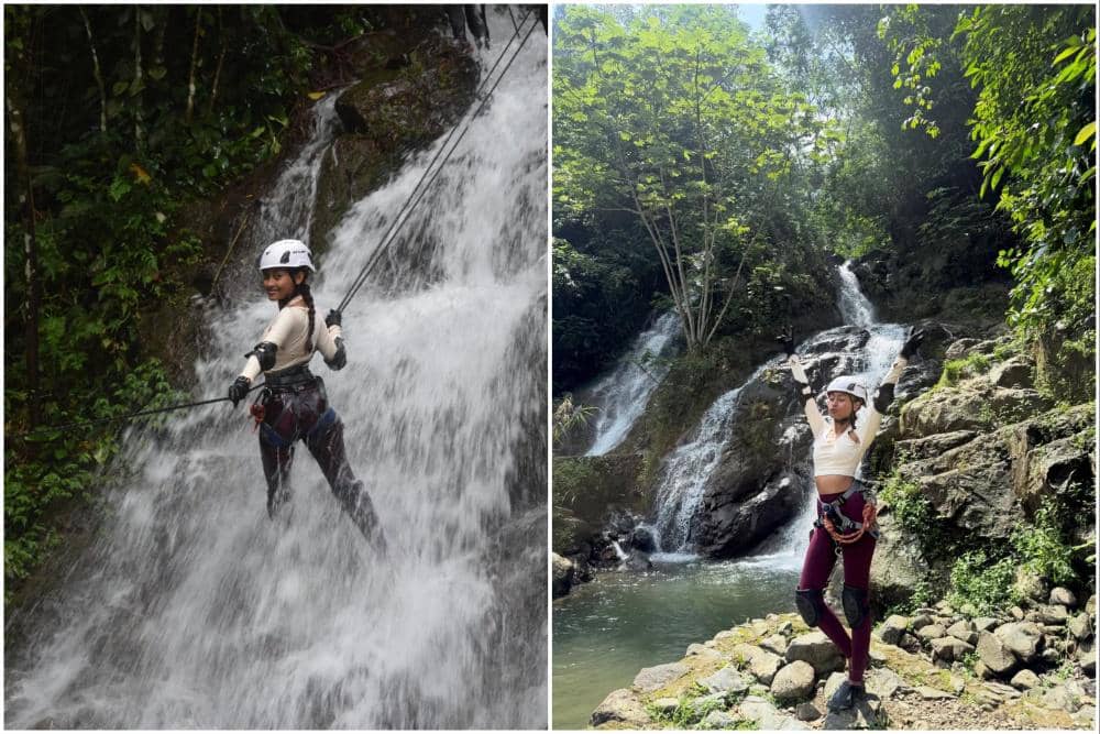 7 Potret Novia Bachmid Canyoning di Sentul, Ketagihan!