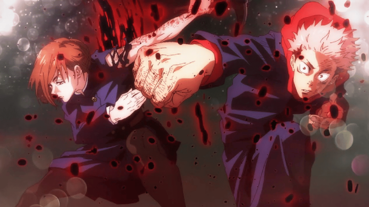 Nobara Kugisaki (kiri) dan Yuji Itadori (kanan) membasmi Roh Kutukan