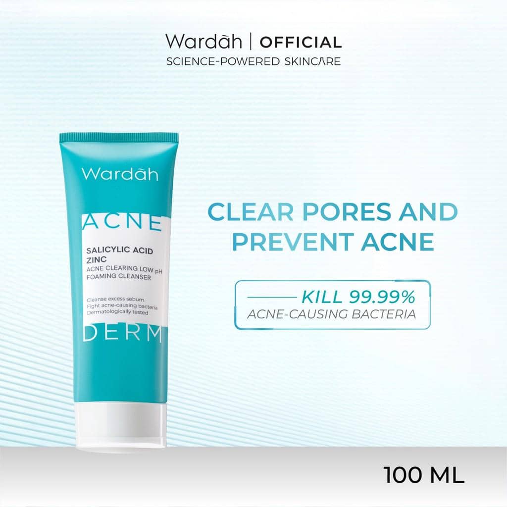 Wardah Acnederm Salicylic Acid Zinc Acne Clearing Low pH Foaming Cleanser