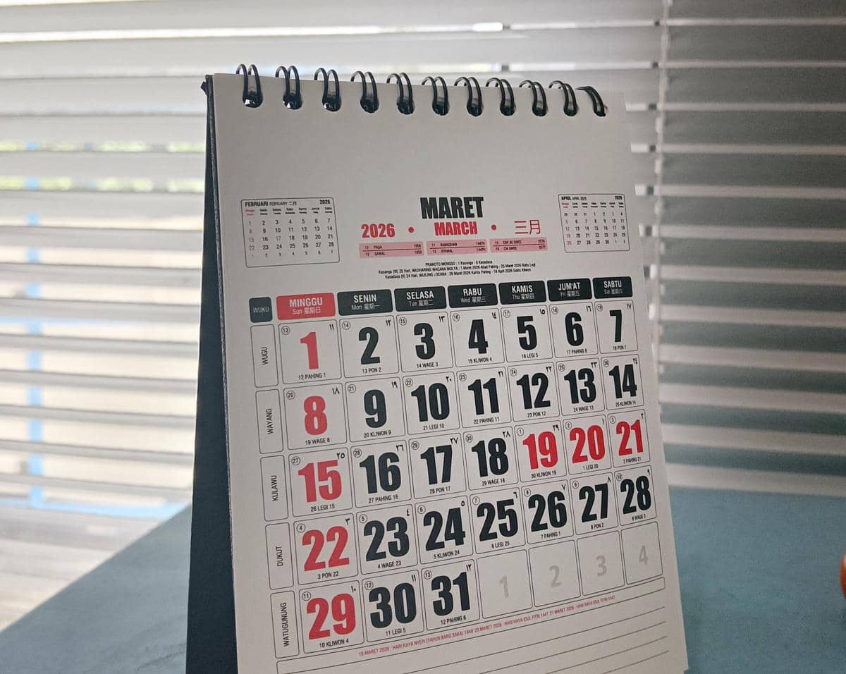 Ilustrasi kalender Maret 2026