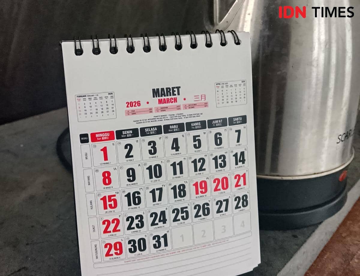 Ilustrasi kalender Maret 2026