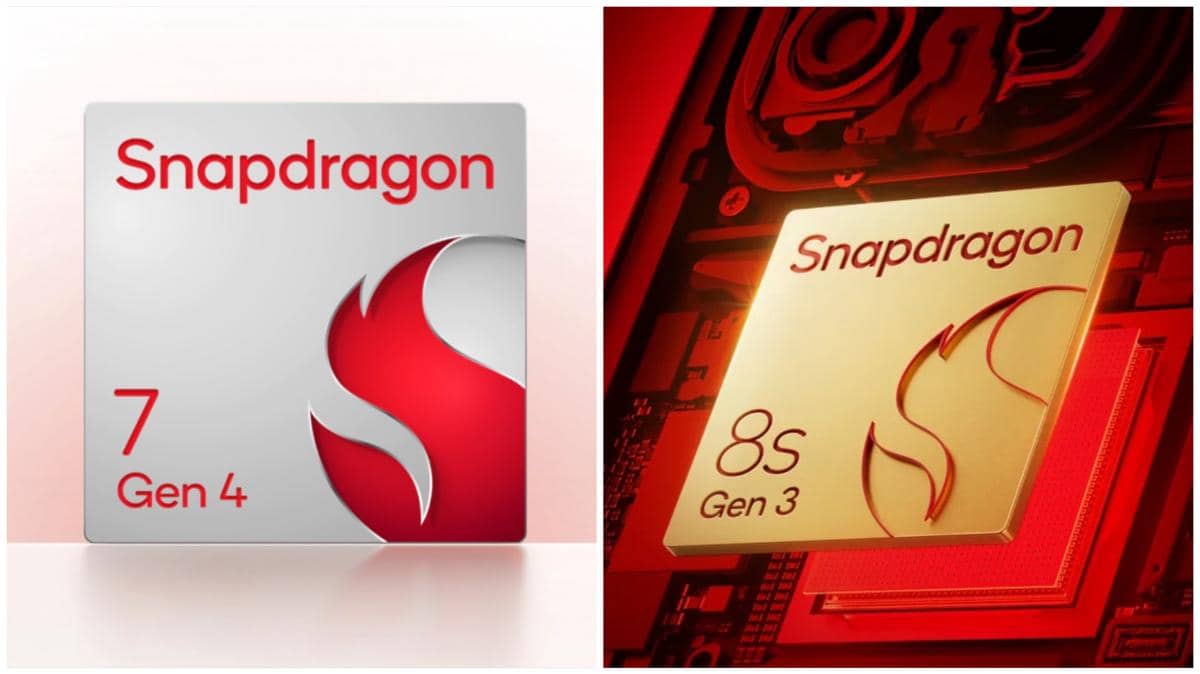 ilustrasi prosesor Qualcomm Snapdragon 7 Gen 4 (kiri) dan Qualcomm Snapdragon 8s Gen 3 (kanan) 