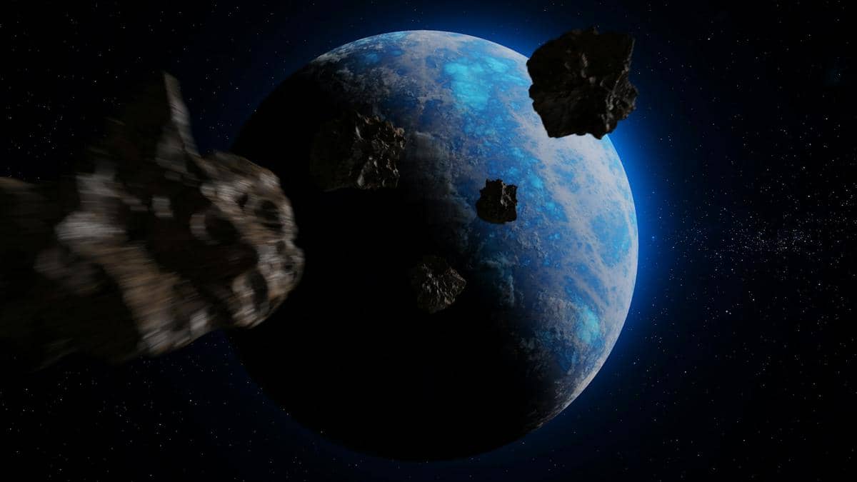 ilustrasi asteroid yang berada di luar angkasa