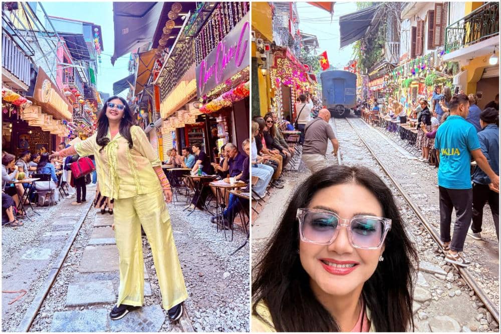 8 Potret Bella Saphira Nongkrong di Hanoi Train Street, Tegang!