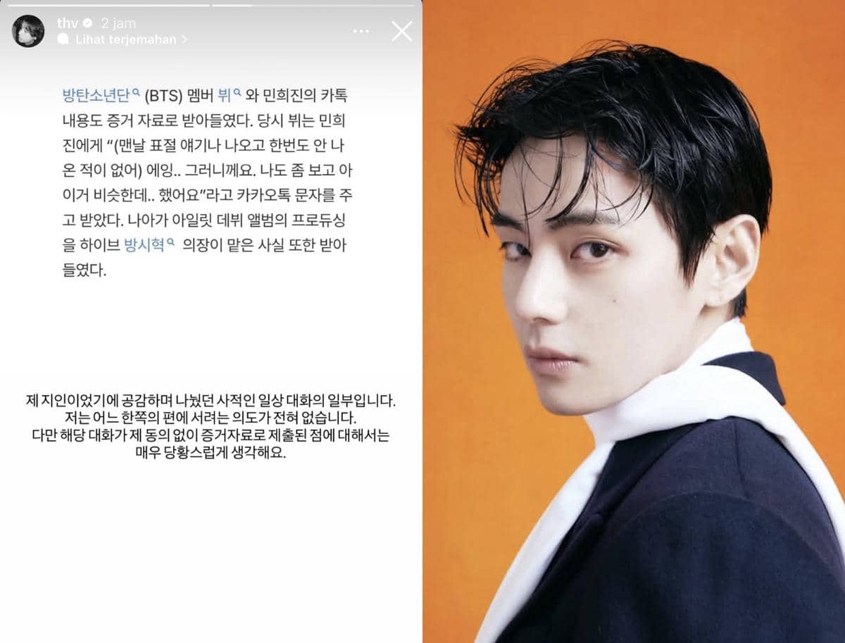 V BTS Buka Suara Usai Chat-nya Soal NewJeans dan ILLIT Jadi Alat Bukti