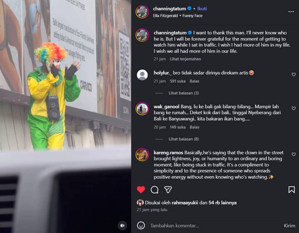 Channing Tatum terenyuh saat melihat badut 'Pak Ogah'.jpg