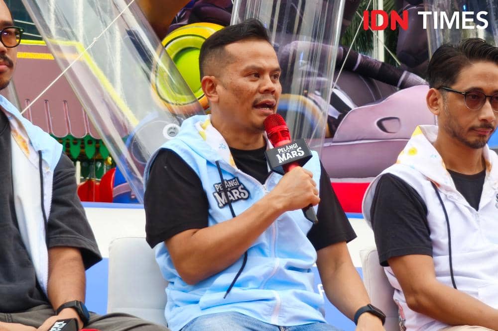 Dendi Reynando, produser film Pelangi di Mars dalam konferensi pers di Jakarta, Kamis (19/2/2026)