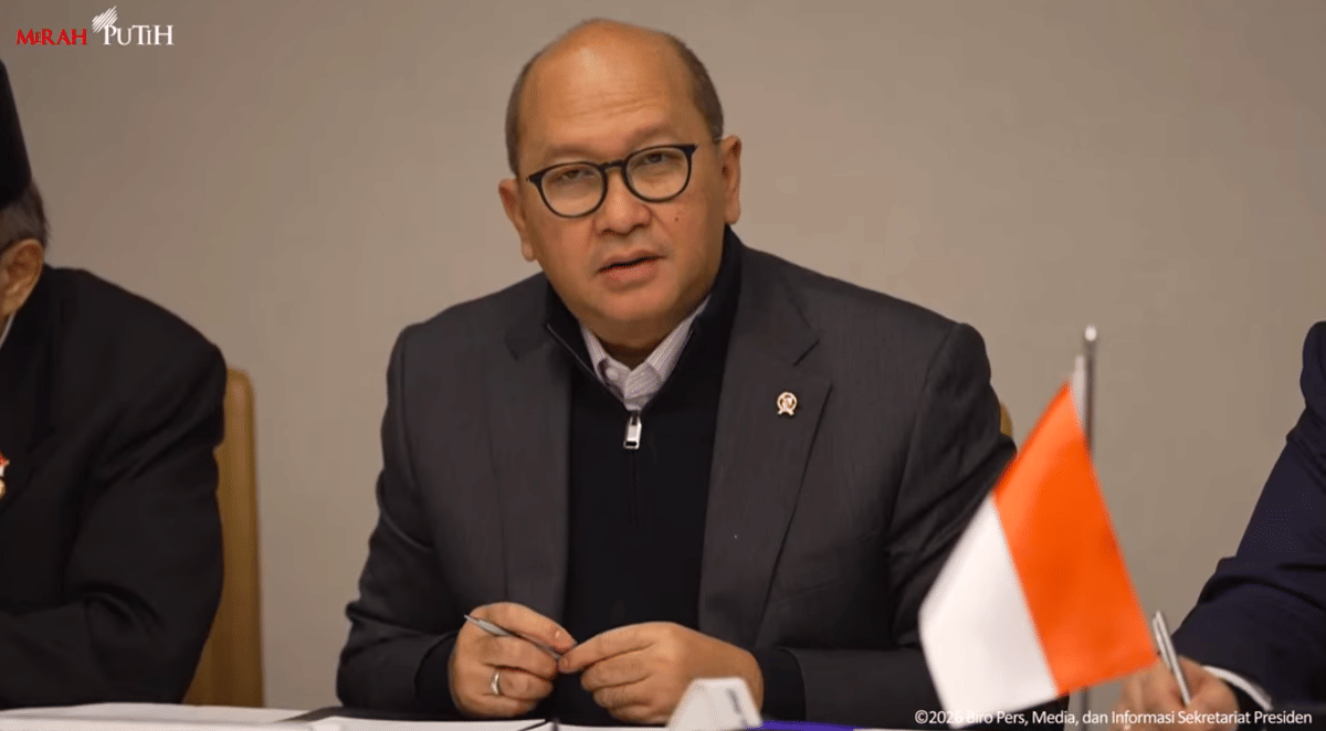 Menteri Investasi dan Hilirisasi, Rosan Roeslani dalam keterangan pers terkait perjanjian perdagangan timbal balik Indonesia-AS. 