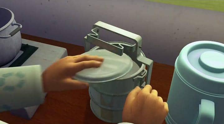 rantang berisi makanan untuk Tok Dalang di Upin & Ipin