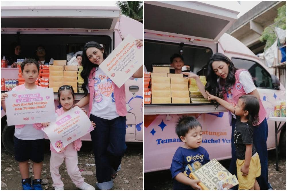 10 Potret Rachel Vennya Membagikan Makanan Gratis di Pondok Labu