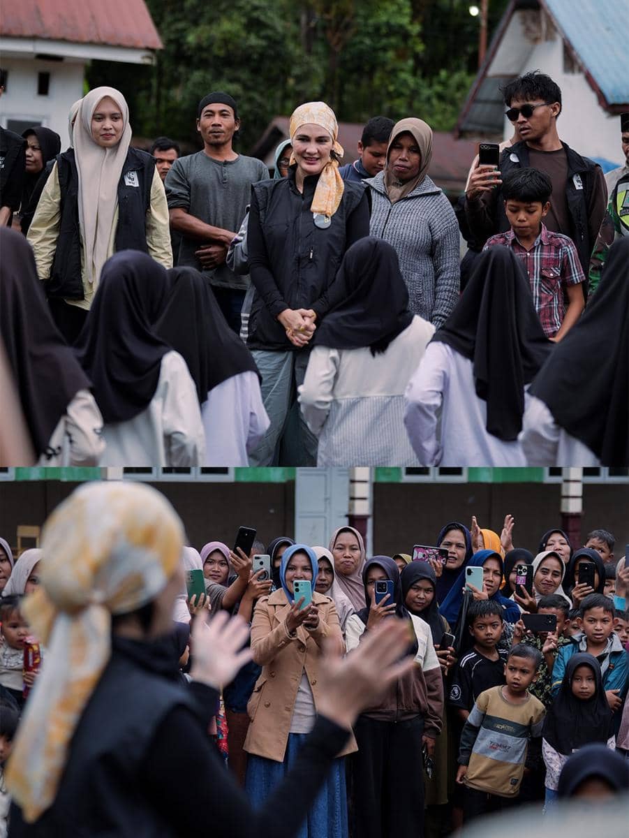 Luna Maya berkunjung ke daerah bencana di Peusangan