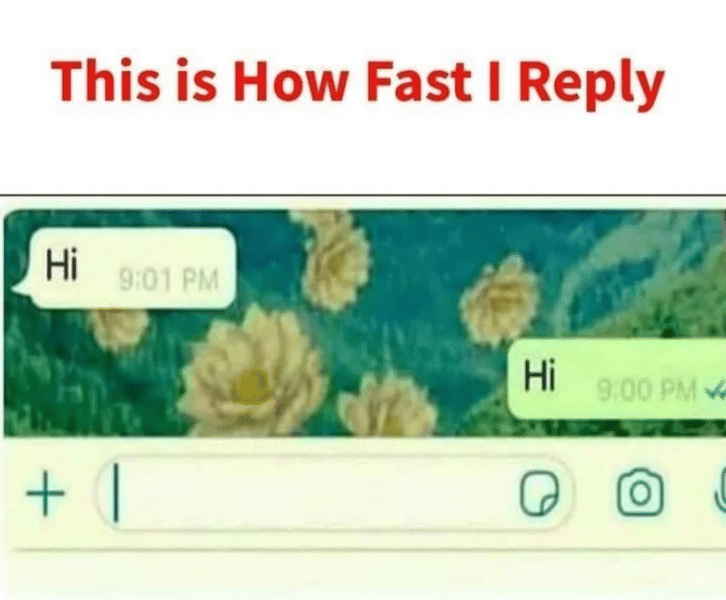 meme membalas chat sangat cepat