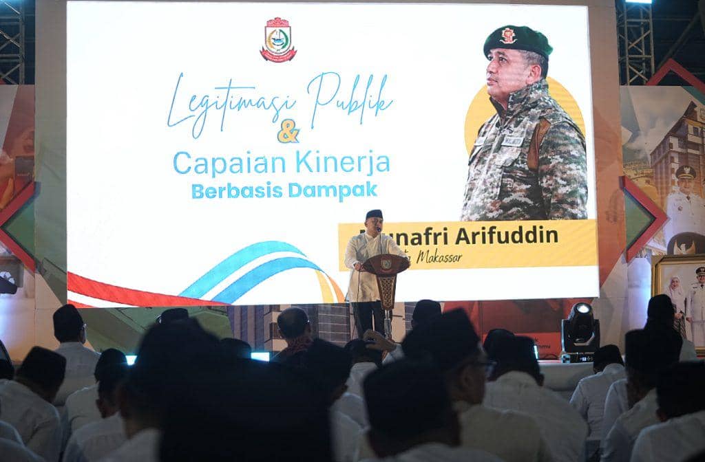 Wali Kota Makassar Munafri Arifuddin pada acara refleksi satu tahun kepemimpinan pasangan dengan tagline MULIA di Lapangan Karebosi, Makassar, Jumat (20/2/2026).