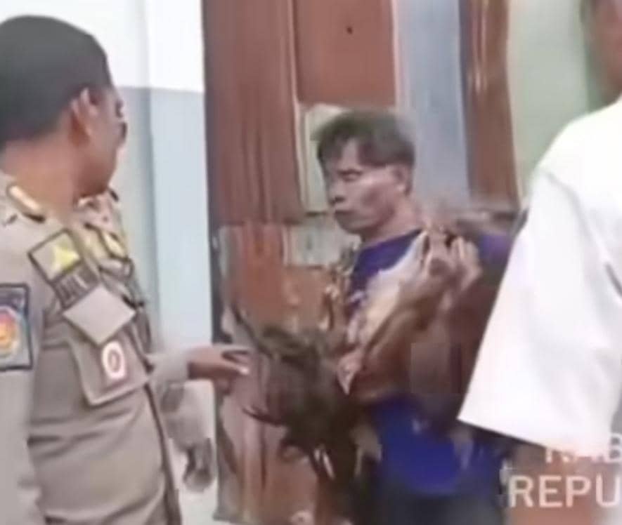 Pol PP di Sumba Barat Daya (SBD) Nusa Tenggara Timur (NTT) coba menertibkan pedagang ayam keliling.