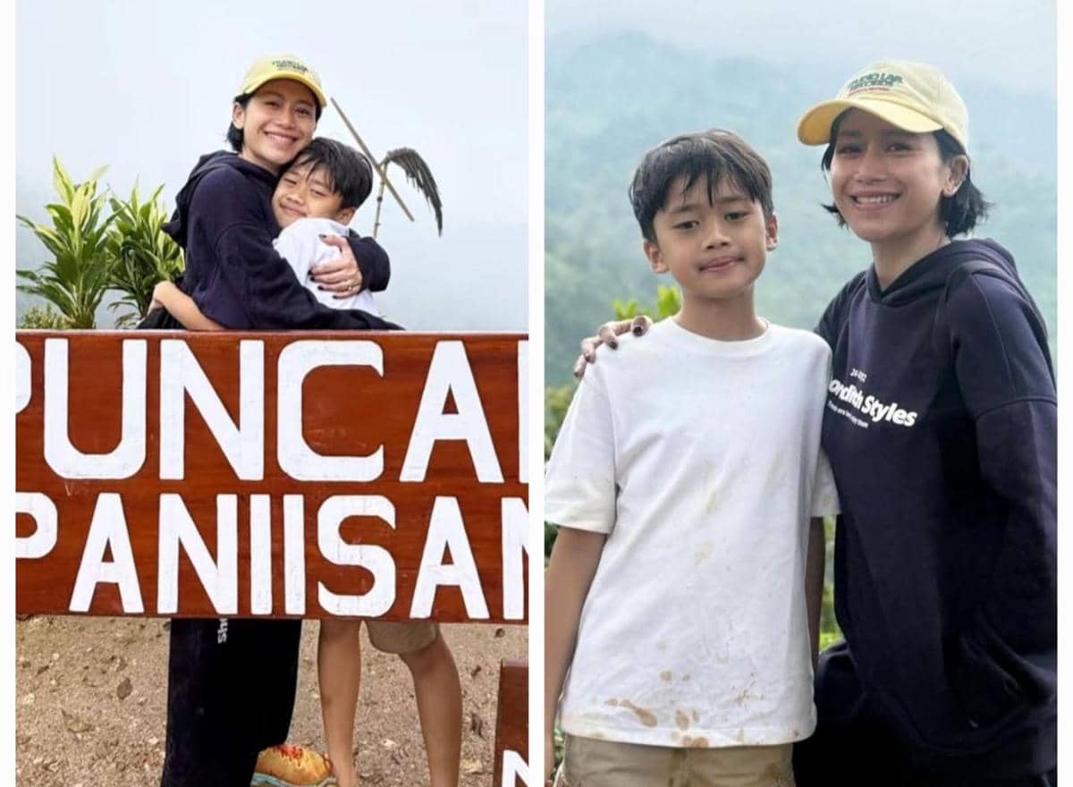 9 Potret Farida Nurhan dan Cucu Trekking ke Bukit Paniisan, Pemanasan