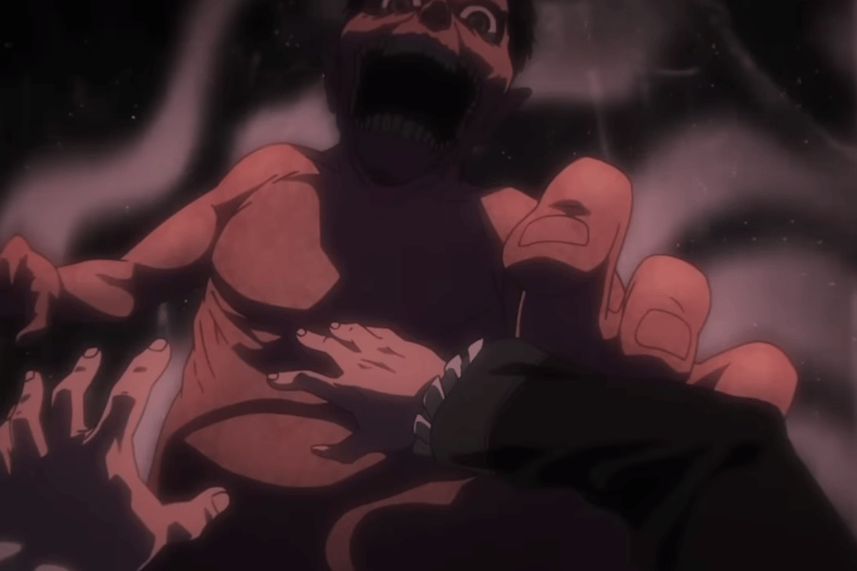 Eren ketika jadi titan dan memakan ayahnya