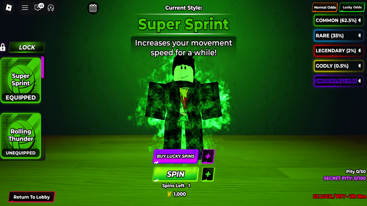 spin untuk Style dan Ability di Volleyball Legends 