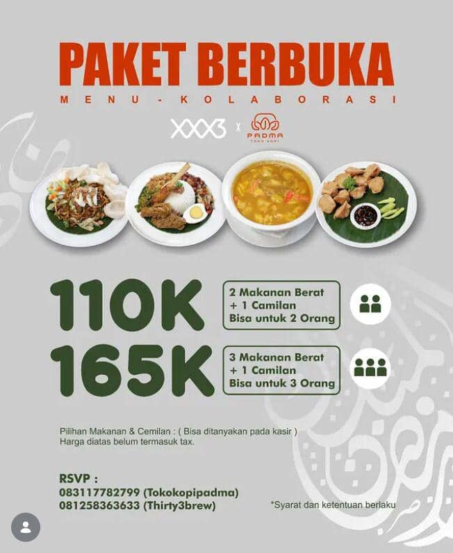 Paket Ramadan 2026 di Tokokopipadma dan Thirty3 brew.