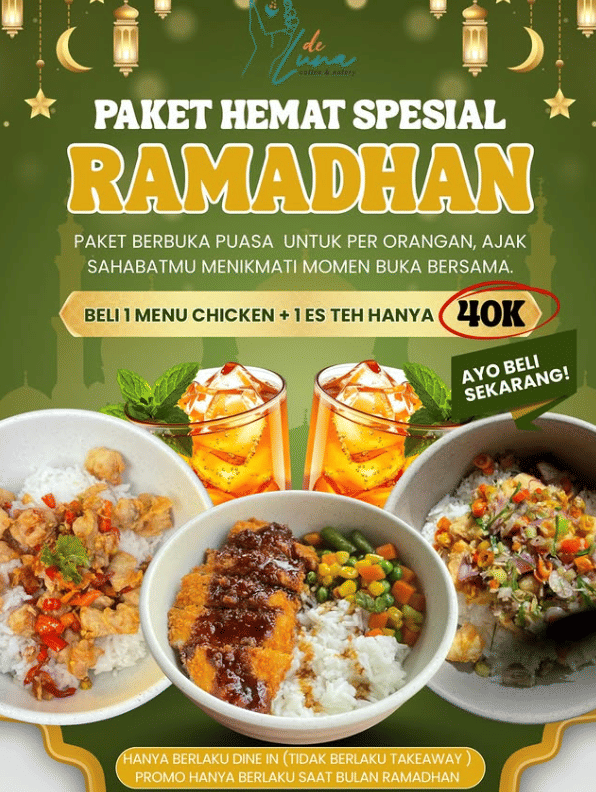 Promo bukber Ramadan 2026 di deLuna coffee & eatery.