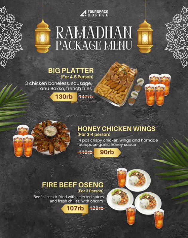 Promo bukber Ramadan 2026 di Fourspace Coffee.