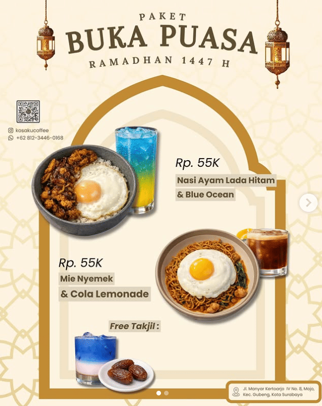Promo bukber Ramadan 2026 di Kosaku Coffee Lab.