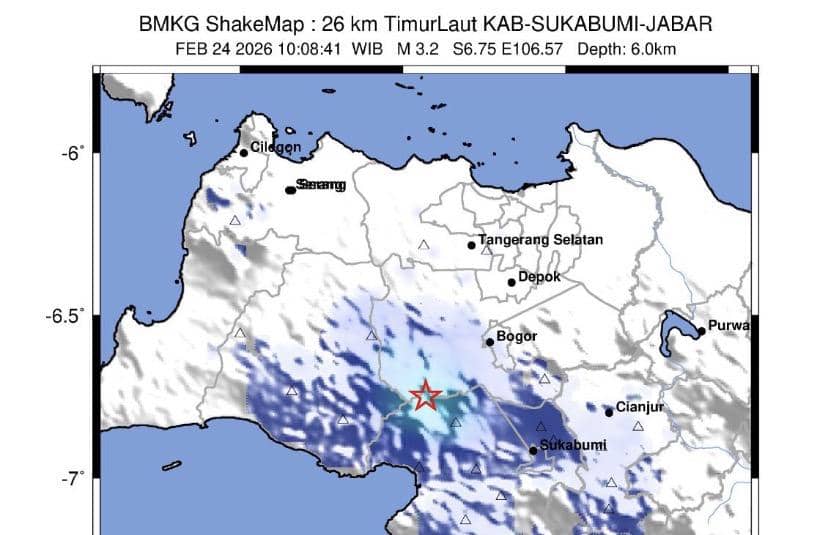 Gempa M3.2 Guncang Sukabumi, BPBD Belum Terima Laporan Dampak