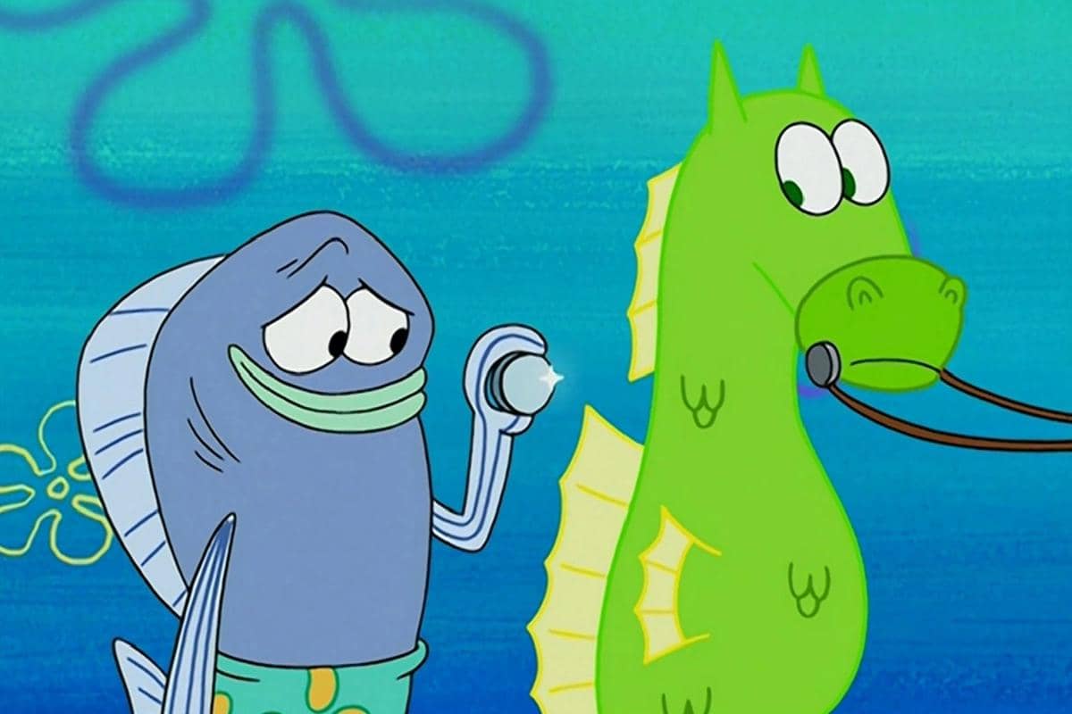 adegan saat salah satu pelanggan ikan jantan di Krusty Krab mengira Mystery adalah wahana permainan yang bisa dihidupkan dengan memasukkan koin