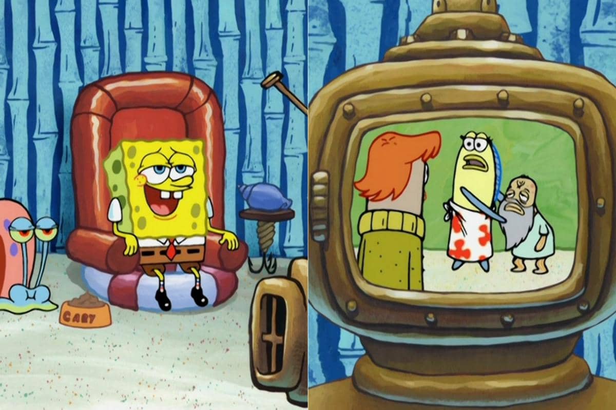 SpongeBob menonton acara TV yang menampilkan fenomena age gap dalam hubungan romantis