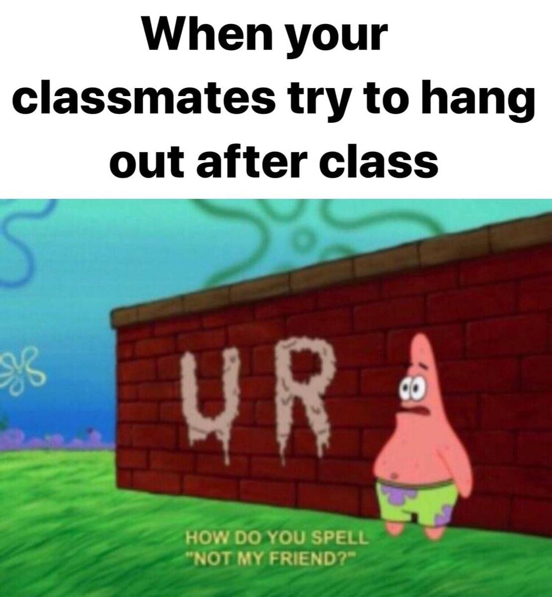 meme SpongeBob tentang jalan-jalan