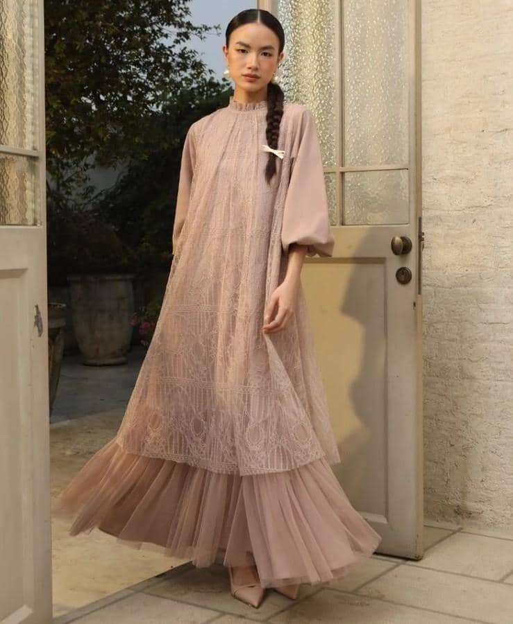 gamis lebaran 2026 model brokat modern