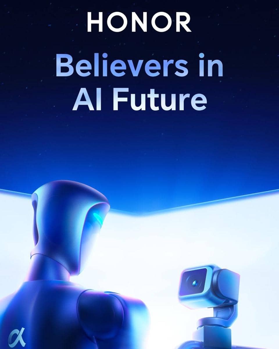 poster HONOR bertajuk Believers in AI Future di MWC 2026
