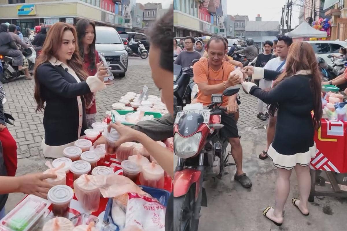 artis bagi-bagi makanan berbuka puasa