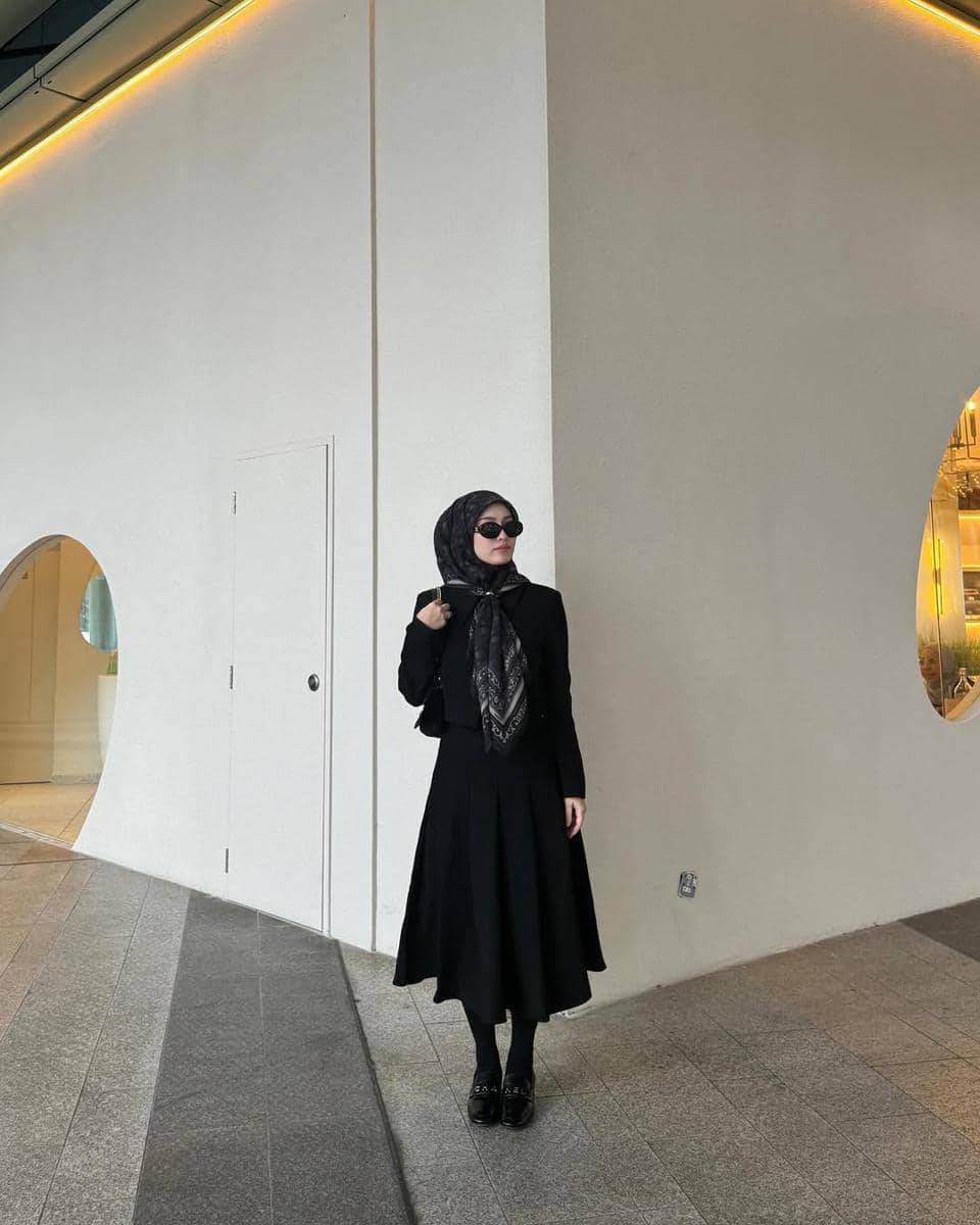 mix and match hijab motif ala Asyalliee Ahmad