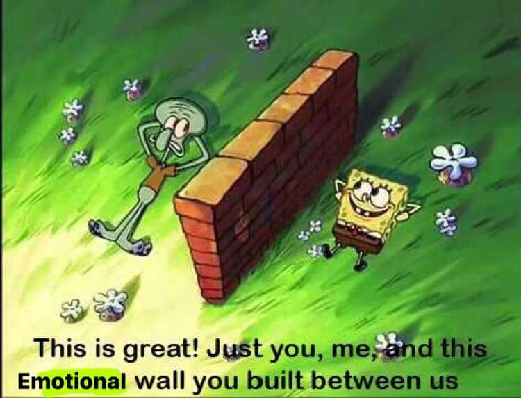 meme SpongeBob tentang dinding