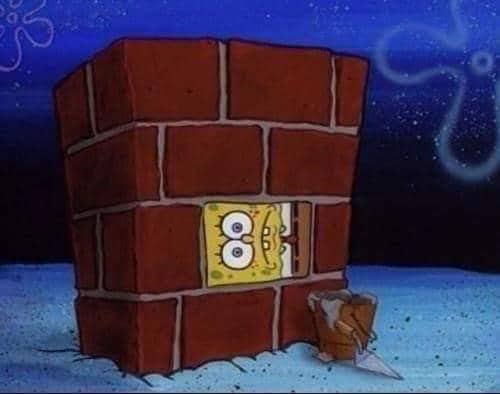meme SpongeBob tentang dinding