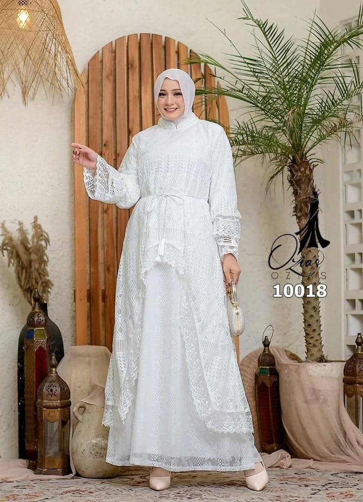 gamis lebaran 2026 model brokat modern