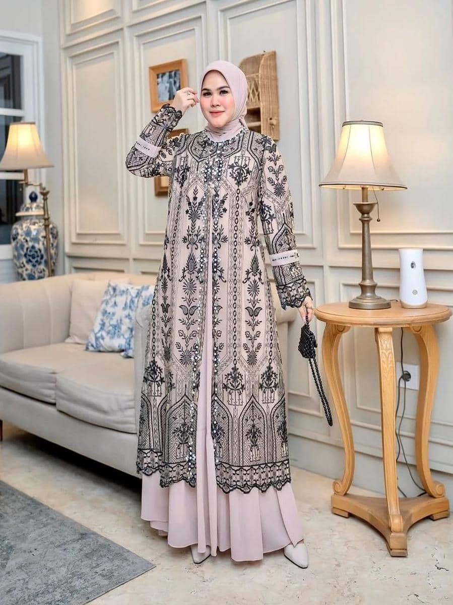 gamis lebaran 2026 model brokat modern 