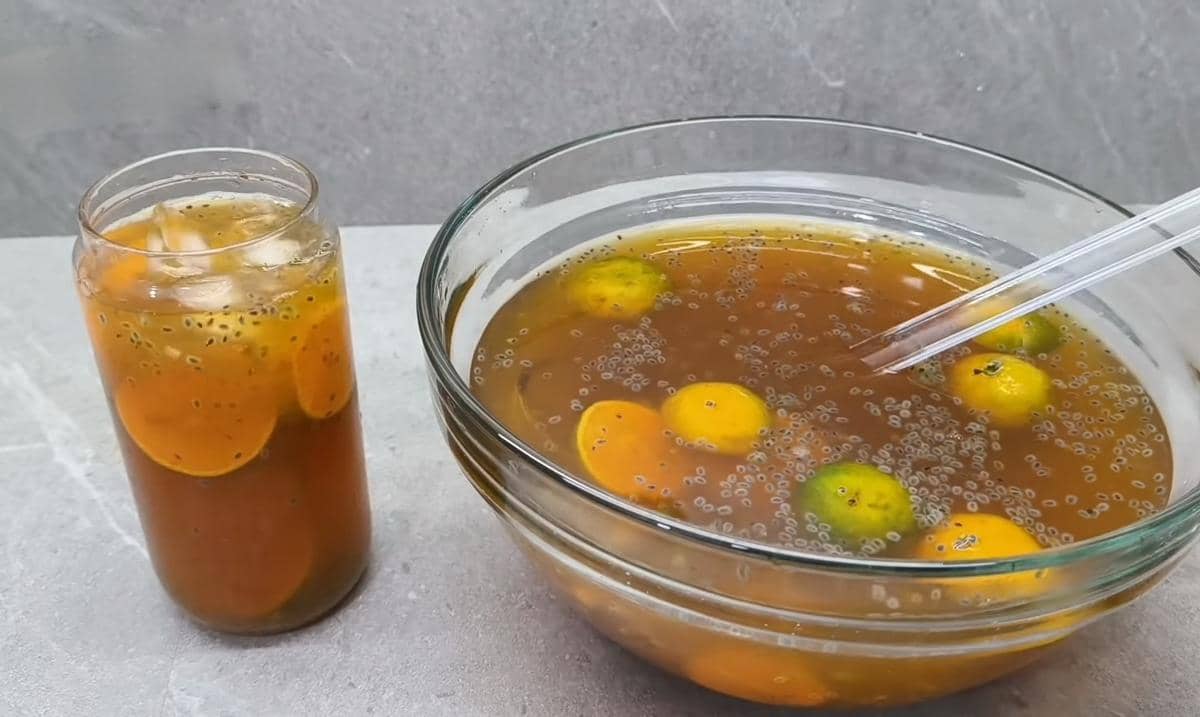 Resep Es Teh Jeruk Selasih Manisnya Pas buat Teman Buka