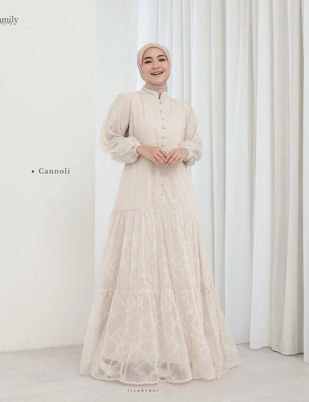 gamis lebaran 2026 model brokat modern